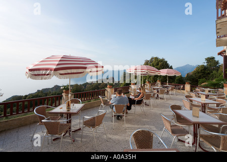 Terrasse de l'Hôtel Les Roches Rouges en fin d'après-midi, Piana, golfe de Porto, Corse, France Banque D'Images