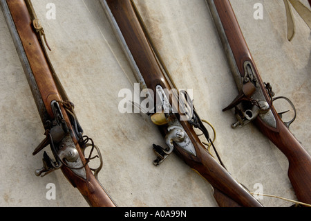 Fusils à silex à une reconstitution de la bataille de Yorktown en Virginie. Photographie numérique Banque D'Images