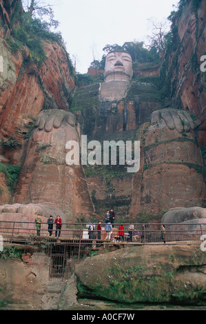 Grand Bouddha de Leshan, près de la ville de Zhengzhou de la province du Sichuan en Chine Banque D'Images