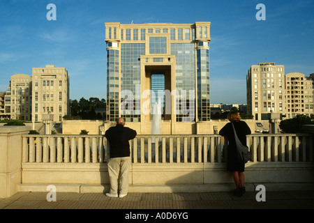 France Montpellier l'Hôtel de région dans le quartier Antigone contemporain conçu par l'architecte Ricardo Bofill Banque D'Images