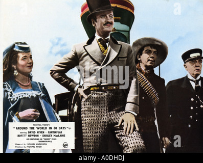 Le TOUR DU MONDE EN 80 JOURS 1956 UA film avec de gauche Shirley Maclaine, David Niven, Cantinflas et Buster Keaton Banque D'Images