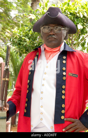 Tour guide en costume redcoat Fort Cornwallis à Penang Banque D'Images