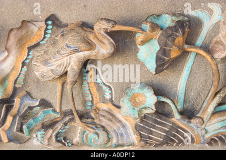 Des sculptures sur pierre en dehors du clan chinois les plus riches de Penang house la Khoo Kongsi à George Town Banque D'Images