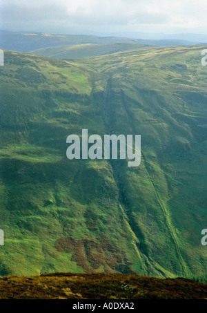 Vue sur la vallée glaciaire de l'eau Moffat Coombs blanc Banque D'Images