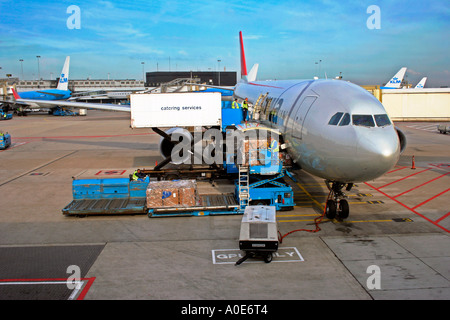 Cargo d'être chargés à bord d'avion, Pays-Bas Banque D'Images