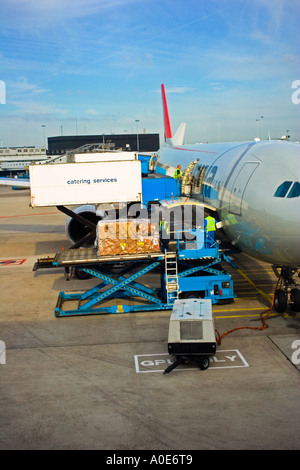 Cargo d'être chargés à bord d'avion, Pays-Bas Banque D'Images