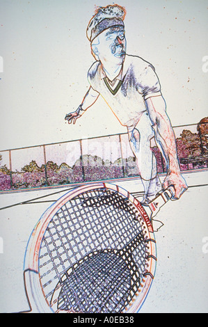 Modèle homme jouant au tennis publié Banque D'Images