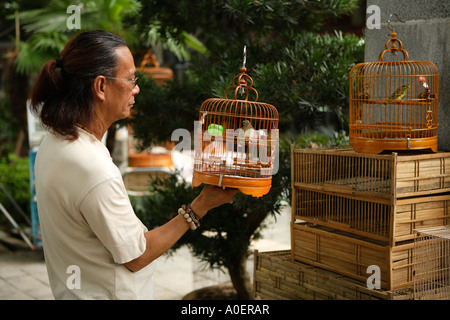 Le marché des oiseaux et des fleurs, Kowloon. Banque D'Images