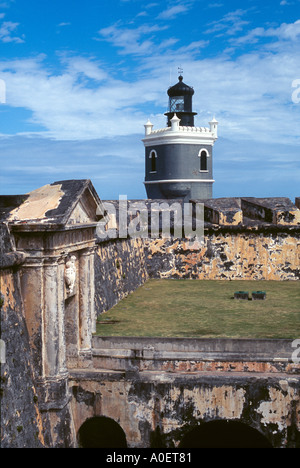 Phare à El Morro Castle Old San Juan Puerto Rico USA Banque D'Images