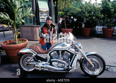 Amateur de Harley Davidson à San Juan Puerto Rico USA Banque D'Images