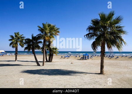 Ville de LARNAKA PLAGE EN FACE DE L'BOUTIQUES ET RESTAURANTS CHYPRE Banque D'Images