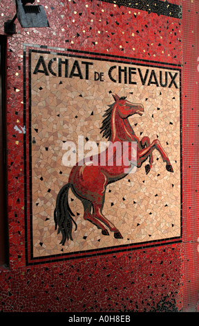 Ancienne boucherie signer dans la région de Marais Paris commercial publicité dans la viande de cheval Paris Ile de France Banque D'Images