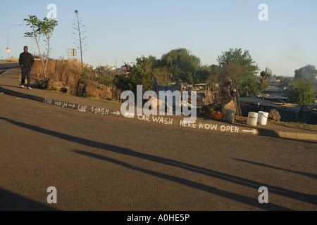 Carwash signe, Soweto (sud-ouest de Canton) Johannesburg, Afrique du Sud. Banque D'Images