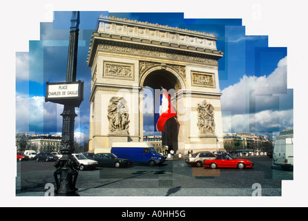 Europe Paris Arc de Triomphe Etoile La Place Charles de Gaulle Avenue des Champs Elysées Banque D'Images