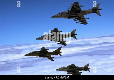 Harrier GR7 Quatre en formation Banque D'Images