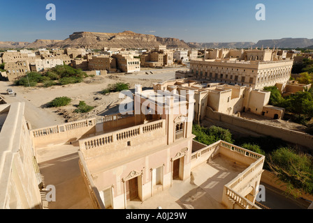 Al-Kaff Palace Isch Schaa, ville sainte de Tarim, Wadi Hadramaout, au Yémen Banque D'Images