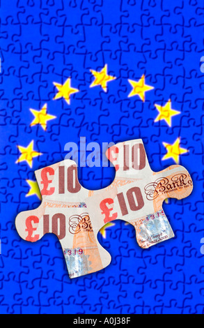 Puzzle du drapeau européen et les 10 Livre Sterling Bank note Banque D'Images