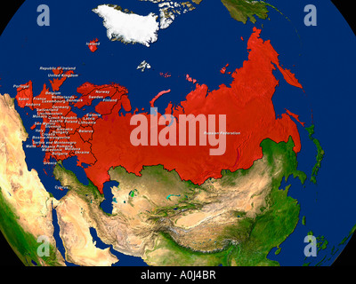 Image satellite de l'Europe en surbrillance Banque D'Images