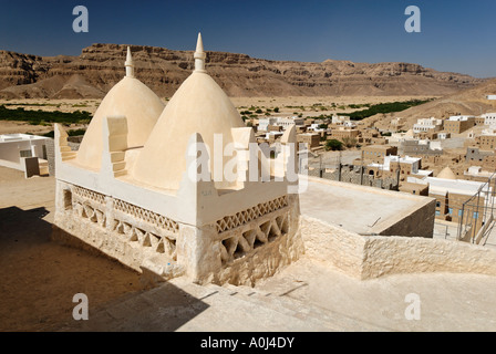 La tombe du prophète Hud, site de pèlerinage de Gabr Hud, Qabr Hud, Wadi Hadramaout, au Yémen Banque D'Images