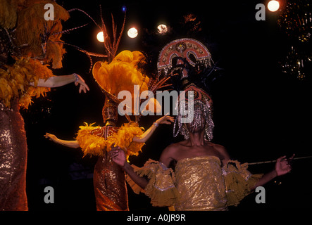 Candomblé brésilien, femme, brésilienne, danseuse, costume de carnaval, une discothèque performance, Rio de Janeiro, Rio de Janeiro, Brésil de l'état Banque D'Images