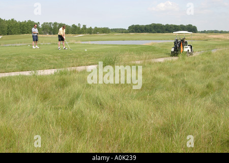 Ohio Maumee Bay State Park,terrain public,loisirs,terrain de golf,sport,athlète,loisirs,jeu,paysage,design,golf,compétence,conduite,mise,vert,sable Banque D'Images