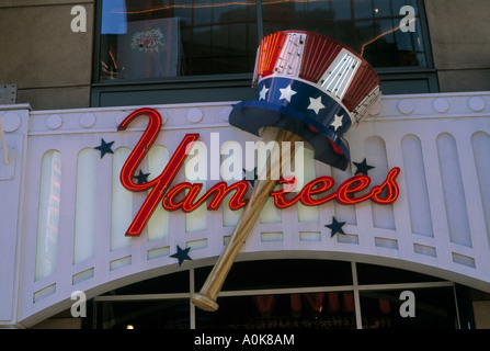 New York City, New York Yankees baseball balls with Michey Mouse sold at  the Walt Disney Store along Fifth Avenue, Manhattan Stock Photo - Alamy