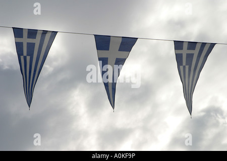 Des drapeaux grecs sur bunting Banque D'Images