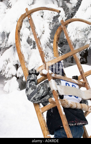 Course de luge traditionnelle Forêt Noire Allemagne Banque D'Images