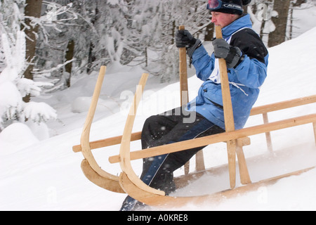 Course de luge traditionnelle Forêt Noire Allemagne Banque D'Images