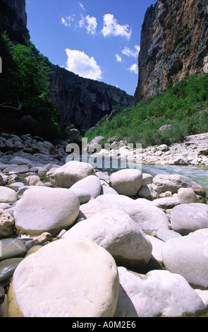 La rivière Verdon circulant dans le Canyon du Verdon Provence France Banque D'Images