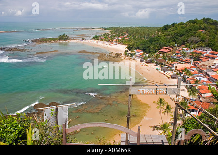 Les plages de Morro de São Paulo et tyrolienne, état de Bahia, Brésil Banque D'Images