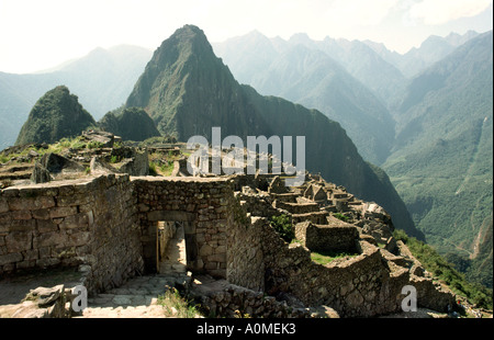 Pérou Machu Picchu le Temple du Soleil Banque D'Images