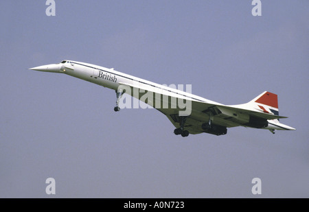 Concorde British Airways avion, passage aérien Air Tattoo de Fairford Banque D'Images