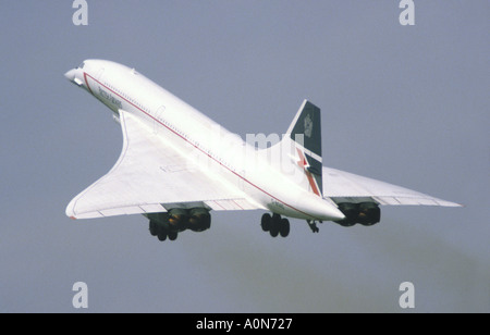 Avion Concorde, British Airways, décollant de Fairford Banque D'Images