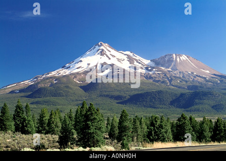 Volcanique dormante enneigés des mauvaises herbes près de Mount Shasta en Californie dans le comté de Siskiyou Banque D'Images