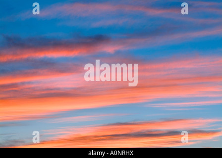 Les cirrus colorés spectaculaires et coucher du soleil à New Mexico Banque D'Images