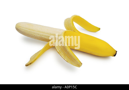 Bananes épluchées sur blanc Banque D'Images