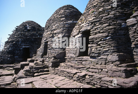 Ancien monastère de Skellig Michael Règlement à l'Irlande Banque D'Images