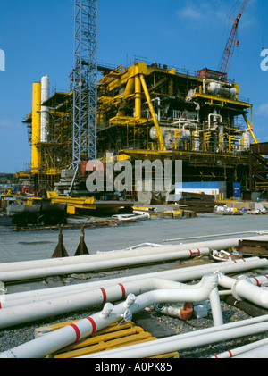 Plate-forme pétrolière de la mer du Nord, la construction inc., tyneside, Tyne et Wear, Angleterre, Royaume-Uni. Banque D'Images