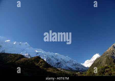 La fin de l'après-midi la lumière sur Aoraki Mt Cook le plus haut sommet d'Australie Parc national Aoraki Mt Cook Nouvelle Zélande Banque D'Images