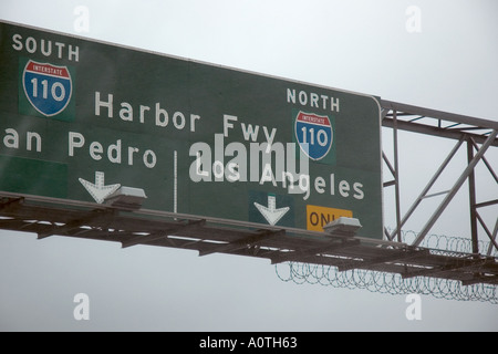 Freeway sign in Los Angeles California Banque D'Images