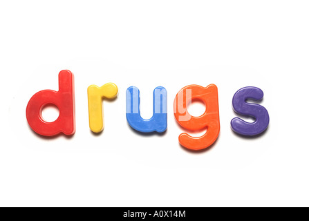 Drugswords orthographe alphabet magnets Banque D'Images
