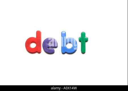 Aimants Alphabet l'orthographe des mots de la dette Banque D'Images