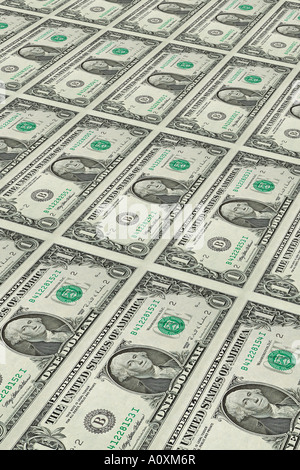 US Dollar Bills américains de matériel roulant d'une presse à imprimer Banque D'Images