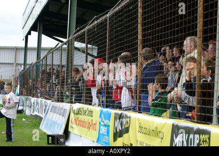 La foule dans le stand de regarder le match de football d'Irlande du Nord / États-Unis Irlande du Nord l'élite de la coupe de lait Banque D'Images