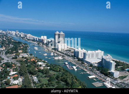 Miami Beach et l'Intercoastal Waterway Florida USA Banque D'Images