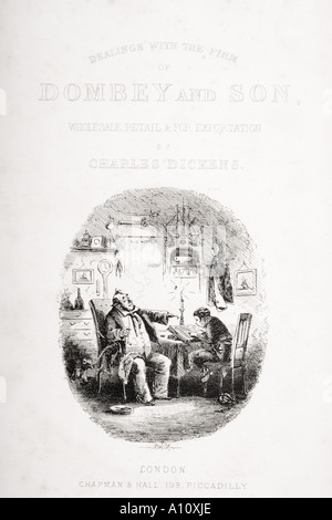 Page de titre illustration tirée du roman de Charles Dickens par Maison Dombais et Fils H K Browne connu comme Phiz Banque D'Images