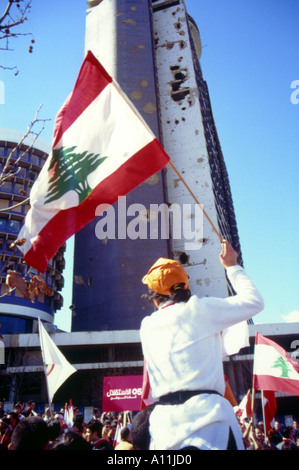 Prendre plaisir à Beyrouth Liban drapeau Banque D'Images