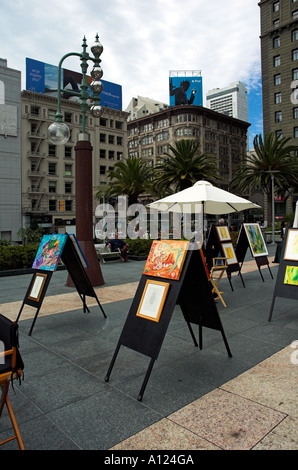 Tableaux à une exposition d'art et de vendre à l'Union Square, San Francisco, California, USA Banque D'Images