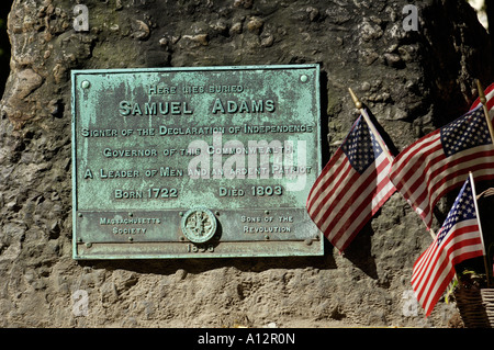 Samuel Adams grave vieux grenier Burying Ground Boston, Massachusetts. Photographie numérique Banque D'Images